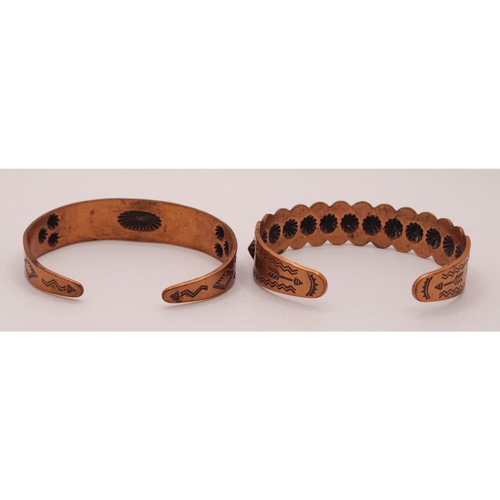 Vintage Copper Native American Thunderbird Cuff Bracelets - Set of 2 - Picture 4 of 10
